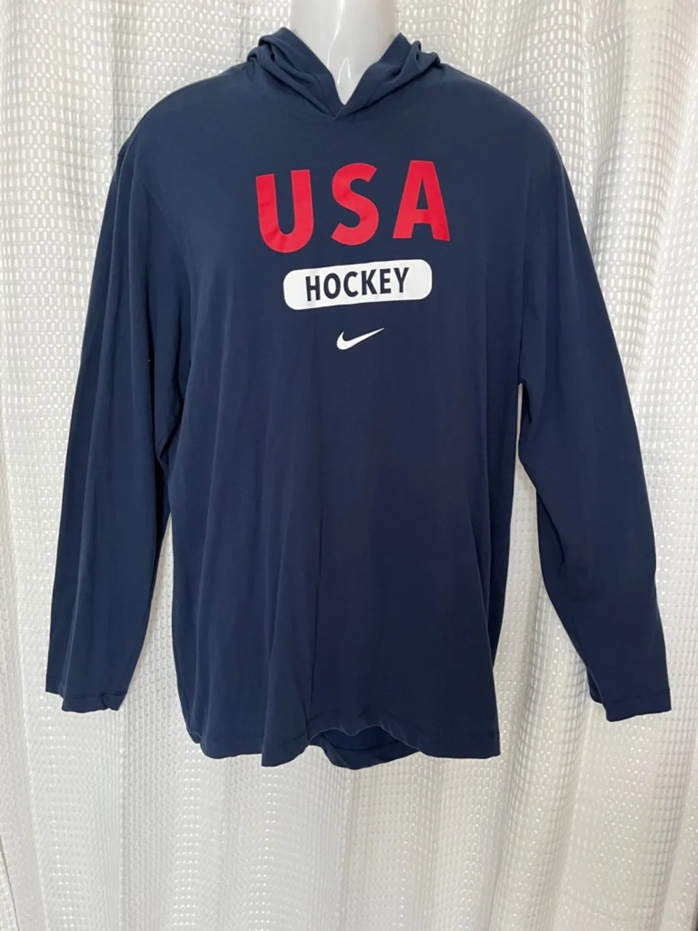 Nike USA Hockey Hoodie Navy XL Dri-Fit Olympic Team Lightweight Shirt